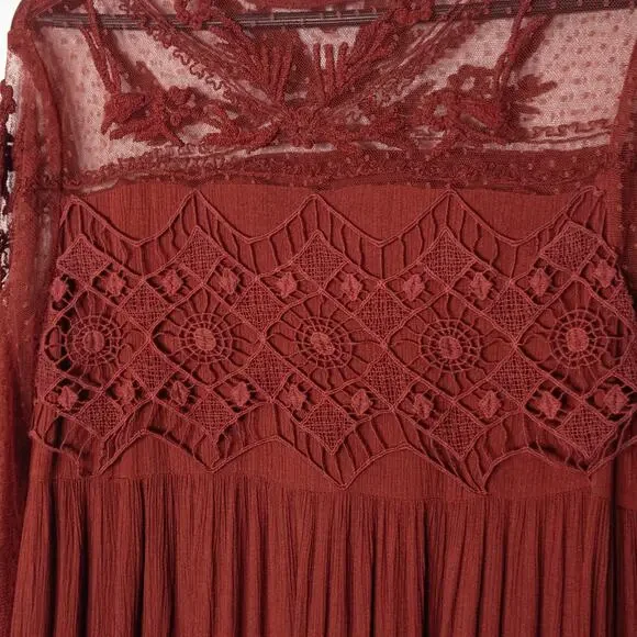 Sundance Lace Dress Rust Size 16 Dark Romantic Gothic Boho - Picture 4 of 10
